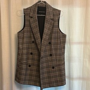 Who What Wear Gray Plaid Double-Breasted Blazer Vest